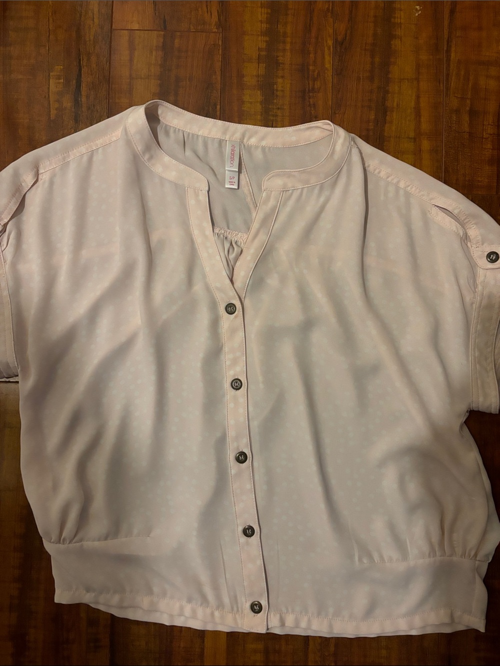 Xhilaration Light Pink Short Sleeve Button Front Blouse